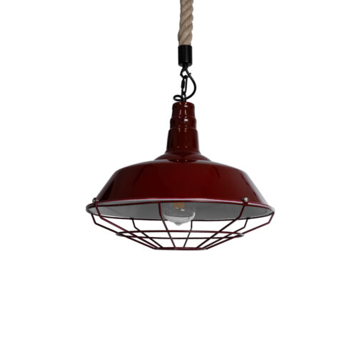 GloboStar® GLOBOSTAR® CRANE 01410 Vintage Κρεμαστό Φωτιστικό Οροφής με Ντουί 1 x E27 AC 220-240V IP20 - Μπορντό & Μπεζ - Μ36 x Π36 x Υ31cm