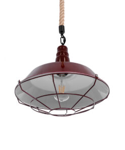 GLOBOSTAR® CRANE 01410 Vintage Κρεμαστό Φωτιστικό Οροφής με Ντουί 1 x E27 AC 220-240V IP20 - Μπορντό & Μπεζ - Μ36 x Π36 x Υ31cm 16 01410 6