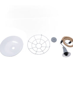 GLOBOSTAR® CRANE 01411 Vintage Κρεμαστό Φωτιστικό Οροφής με Ντουί 1 x E27 AC 220-240V IP20 - Γκρι, Λευκό & Μπεζ - Μ36 x Π36 x Y31cm 21 01411 11