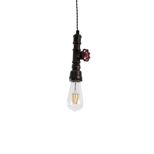 GloboStar® GLOBOSTAR® SPIGOT 01414 Vintage Κρεμαστό Φωτιστικό Οροφής με Ντουί 1 x E27 AC 220-240V IP20 - Καφέ & Κόκκινο - Μ5 x Π5 x Y20cm