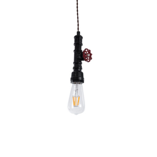 GloboStar® GLOBOSTAR® SPIGOT 01415 Vintage Κρεμαστό Φωτιστικό Οροφής με Ντουί 1 x E27 AC 220-240V IP20 - Μαύρο & Κόκκινο - Μ5 x Π5 x Y20cm
