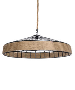 GloboStar® GLOBOSTAR® SAHARA 01416 Boho Κρεμαστό Φωτιστικό Οροφής με Ντουί 1 x E27 AC 220-240V IP20 - Μπεζ & Μαύρο - Μ80 x Π80 x Y25cm