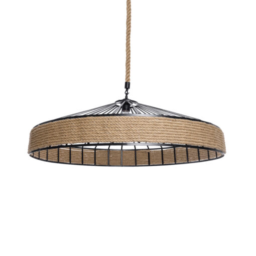 GloboStar® GLOBOSTAR® SAHARA 01416 Boho Κρεμαστό Φωτιστικό Οροφής με Ντουί 1 x E27 AC 220-240V IP20 - Μπεζ & Μαύρο - Μ80 x Π80 x Y25cm