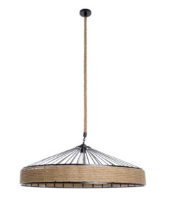 GLOBOSTAR® SAHARA 01416 Boho Κρεμαστό Φωτιστικό Οροφής με Ντουί 1 x E27 AC 220-240V IP20 - Μπεζ & Μαύρο - Μ80 x Π80 x Y25cm 13 01416 4