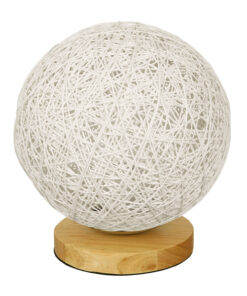 GloboStar® GloboStar® OCEANA 01417 Μοντέρνο Επιτραπέζιο Φωτιστικό Πορτατίφ Μονόφωτο 1 x E27 IP20 Λευκό Ρατάν με Μπεζ Ξύλο - M20 x Π20 x Υ22cm