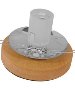 GloboStar® OCEANA 01417 Μοντέρνο Επιτραπέζιο Φωτιστικό Πορτατίφ Μονόφωτο 1 x E27 IP20 Λευκό Ρατάν με Μπεζ Ξύλο - M20 x Π20 x Υ22cm 12 01417 7