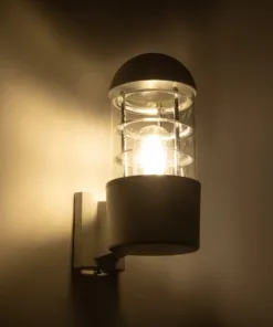 Alternative view of GloboStar® NEWI 01418 Μοντέρνο Επιτοίχιο Φωτιστικό Απλίκα Μονόφωτο 1 x E27 IP20 Λευκό & Ασημί Μέταλλο με Διάφανο Γυαλί - Μ11 x Π17 x Υ25cm