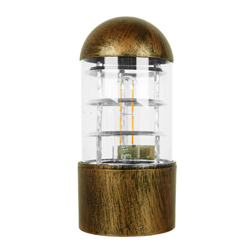 GloboStar® GloboStar® NEWI 01420 Μοντέρνο Επιτοίχιο Φωτιστικό Απλίκα Μονόφωτο 1 x E27 IP20 Μπρούτζινο & Ασημί Μέταλλο με Διάφανο Γυαλί - Μ11 x Π17 x Υ23cm