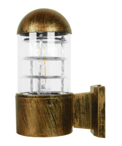 Alternative view of GloboStar® NEWI 01420 Μοντέρνο Επιτοίχιο Φωτιστικό Απλίκα Μονόφωτο 1 x E27 IP20 Μπρούτζινο & Ασημί Μέταλλο με Διάφανο Γυαλί - Μ11 x Π17 x Υ23cm