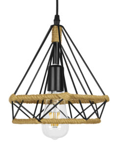 Alternative view of GLOBOSTAR® FLUTED 01421 Vintage Κρεμαστό Φωτιστικό Οροφής με Ντουί 1 x E27 AC 220-240V IP20 - Μαύρο & Μπεζ - Μ25 x Π25 x Y24cm