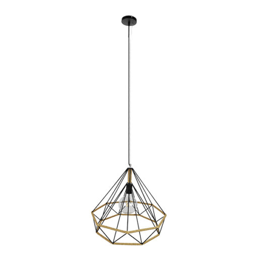 GloboStar® GLOBOSTAR® FLUTED 01422 Vintage Κρεμαστό Φωτιστικό Οροφής με Ντουί 1 x E27 AC 220-240V IP20 - Μαύρο & Μπεζ - Μ50 x Π50 x Y44cm