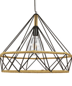 Alternative view of GLOBOSTAR® FLUTED 01422 Vintage Κρεμαστό Φωτιστικό Οροφής με Ντουί 1 x E27 AC 220-240V IP20 - Μαύρο & Μπεζ - Μ50 x Π50 x Y44cm