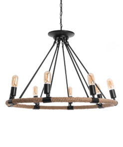 GloboStar® GLOBOSTAR® MILLBANK 01423 Vintage Κρεμαστό Φωτιστικό Οροφής με Ντουί 8 x E27 AC 220-240V IP20 - Μαύρο & Μπεζ - Μ80 x Π80 x Y54cm