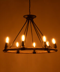 Alternative view of GLOBOSTAR® MILLBANK 01423 Vintage Κρεμαστό Φωτιστικό Οροφής με Ντουί 8 x E27 AC 220-240V IP20 - Μαύρο & Μπεζ - Μ80 x Π80 x Y54cm