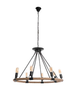 GLOBOSTAR® MILLBANK 01423 Vintage Κρεμαστό Φωτιστικό Οροφής με Ντουί 8 x E27 AC 220-240V IP20 - Μαύρο & Μπεζ - Μ80 x Π80 x Y54cm 16 01423 4