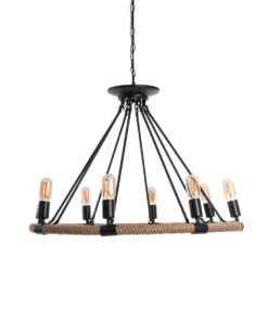 GLOBOSTAR® MILLBANK 01423 Vintage Κρεμαστό Φωτιστικό Οροφής με Ντουί 8 x E27 AC 220-240V IP20 - Μαύρο & Μπεζ - Μ80 x Π80 x Y54cm 17 01423 5