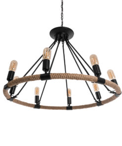 GLOBOSTAR® MILLBANK 01423 Vintage Κρεμαστό Φωτιστικό Οροφής με Ντουί 8 x E27 AC 220-240V IP20 - Μαύρο & Μπεζ - Μ80 x Π80 x Y54cm 18 01423 6