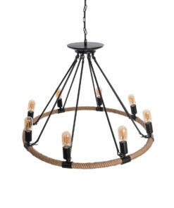 GLOBOSTAR® MILLBANK 01423 Vintage Κρεμαστό Φωτιστικό Οροφής με Ντουί 8 x E27 AC 220-240V IP20 - Μαύρο & Μπεζ - Μ80 x Π80 x Y54cm 19 01423 7