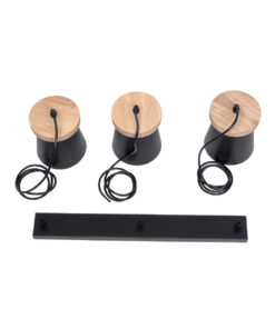 GLOBOSTAR® LANA 01425 Μοντέρνο Κρεμαστό Φωτιστικό Οροφής με Ντουί 3 x E27 AC 220-240V IP20 - Μαύρο & Καφέ - Μ60 x Π13 x Υ18cm 19 01425 10