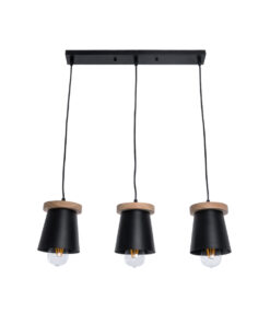 GloboStar® GLOBOSTAR® LANA 01425 Μοντέρνο Κρεμαστό Φωτιστικό Οροφής με Ντουί 3 x E27 AC 220-240V IP20 - Μαύρο & Καφέ - Μ60 x Π13 x Υ18cm