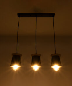 Alternative view of GLOBOSTAR® LANA 01425 Μοντέρνο Κρεμαστό Φωτιστικό Οροφής με Ντουί 3 x E27 AC 220-240V IP20 - Μαύρο & Καφέ - Μ60 x Π13 x Υ18cm