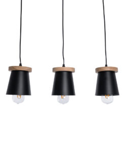 GLOBOSTAR® LANA 01425 Μοντέρνο Κρεμαστό Φωτιστικό Οροφής με Ντουί 3 x E27 AC 220-240V IP20 - Μαύρο & Καφέ - Μ60 x Π13 x Υ18cm 13 01425 4