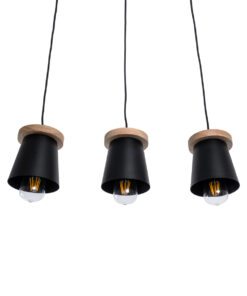 GLOBOSTAR® LANA 01425 Μοντέρνο Κρεμαστό Φωτιστικό Οροφής με Ντουί 3 x E27 AC 220-240V IP20 - Μαύρο & Καφέ - Μ60 x Π13 x Υ18cm 14 01425 5