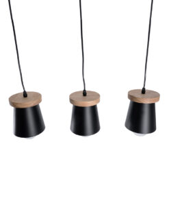 GLOBOSTAR® LANA 01425 Μοντέρνο Κρεμαστό Φωτιστικό Οροφής με Ντουί 3 x E27 AC 220-240V IP20 - Μαύρο & Καφέ - Μ60 x Π13 x Υ18cm 15 01425 6