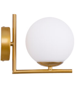 GLOBOSTAR® JADA 01426 Μοντέρνο Φωτιστικό Τοίχου - Απλίκα με Ντουί 1 x E27 AC 220-240V IP20 - Χρυσό & Λευκό - Μ15 x Π21.5 x Υ18cm 13 01426 3