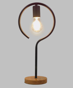 GloboStar® GloboStar® HONOR ROUND 01434 Μοντέρνο Επιτραπέζιο Φωτιστικό Πορτατίφ Μονόφωτο 1 x E27 IP20 Μαύρο Μέταλλο με Μπεζ Ξύλο - M20 x Π20 x Υ42cm