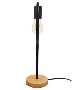 GloboStar® HONOR ROUND 01434 Μοντέρνο Επιτραπέζιο Φωτιστικό Πορτατίφ Μονόφωτο 1 x E27 IP20 Μαύρο Μέταλλο με Μπεζ Ξύλο - M20 x Π20 x Υ42cm 13 01434 5
