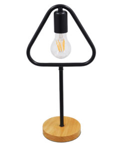 Alternative view of GloboStar® HONOR TRIANGLE 01436 Μοντέρνο Επιτραπέζιο Φωτιστικό Πορτατίφ Μονόφωτο 1 x E27 IP20 Μαύρο Μέταλλο με Μπεζ Ξύλο - Μ20 x Π20 x Υ40cm
