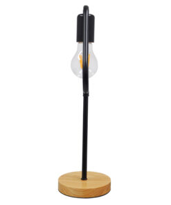 GloboStar® HONOR TRIANGLE 01436 Μοντέρνο Επιτραπέζιο Φωτιστικό Πορτατίφ Μονόφωτο 1 x E27 IP20 Μαύρο Μέταλλο με Μπεζ Ξύλο - Μ20 x Π20 x Υ40cm 13 01436 5