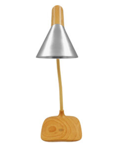 GloboStar® GloboStar® DRAPER 01438 Επιτραπέζιο Φωτιστικό Πορτατίφ LED 6W 500lm 360° DC 5V IP20 Φυσικό Λευκό 4500K Dimmable Μπεζ Ξύλο με Ασημί Μέταλλο - Μ10 x Π14 x Υ33cm - 2 Xρόνια Εγγύηση