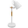 GloboStar® GloboStar® VERITY 01440 Μοντέρνο Επιτραπέζιο Φωτιστικό Πορτατίφ Μονόφωτο Λευκό Μεταλλικό με Ξύλινες Λεπτομέρειες Φ13 x Υ56cm