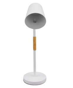 Alternative view of GloboStar® VERITY 01440 Μοντέρνο Επιτραπέζιο Φωτιστικό Πορτατίφ Μονόφωτο Λευκό Μεταλλικό με Ξύλινες Λεπτομέρειες Φ13 x Υ56cm