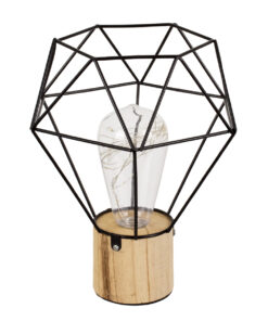 GloboStar® ANTLER 01441 Επιτραπέζιο Φωτιστικό Πορτατίφ LED -W -lm -° DC 5V IP20 Θερμό Λευκό 3000K Μαύρο Μέταλλο με Μπεζ Ξύλο - Μ19 x Π19 x Υ23cm - 2 Xρόνια Εγγύηση 12 01441 4