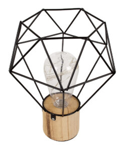 GloboStar® ANTLER 01441 Επιτραπέζιο Φωτιστικό Πορτατίφ LED -W -lm -° DC 5V IP20 Θερμό Λευκό 3000K Μαύρο Μέταλλο με Μπεζ Ξύλο - Μ19 x Π19 x Υ23cm - 2 Xρόνια Εγγύηση 13 01441 5