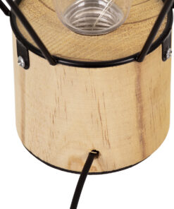 GloboStar® ANTLER 01441 Επιτραπέζιο Φωτιστικό Πορτατίφ LED -W -lm -° DC 5V IP20 Θερμό Λευκό 3000K Μαύρο Μέταλλο με Μπεζ Ξύλο - Μ19 x Π19 x Υ23cm - 2 Xρόνια Εγγύηση 14 01441 6