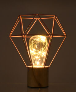 Alternative view of GloboStar® ANTLER 01442 Επιτραπέζιο Φωτιστικό Πορτατίφ LED -W -lm -° DC 5V IP20 Θερμό Λευκό 3000K Ροζ Μέταλλο με Μπεζ Ξύλο - Μ19 x Π19 x Υ23cm - 2 Xρόνια Εγγύηση