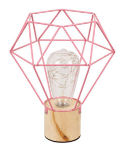 GloboStar® ANTLER 01442 Επιτραπέζιο Φωτιστικό Πορτατίφ LED -W -lm -° DC 5V IP20 Θερμό Λευκό 3000K Ροζ Μέταλλο με Μπεζ Ξύλο - Μ19 x Π19 x Υ23cm - 2 Xρόνια Εγγύηση 11 01442 3