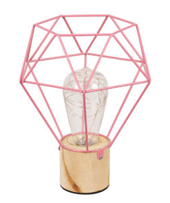 GloboStar® ANTLER 01442 Επιτραπέζιο Φωτιστικό Πορτατίφ LED -W -lm -° DC 5V IP20 Θερμό Λευκό 3000K Ροζ Μέταλλο με Μπεζ Ξύλο - Μ19 x Π19 x Υ23cm - 2 Xρόνια Εγγύηση 12 01442 4