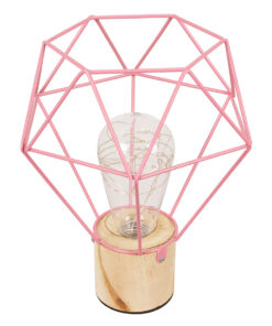 GloboStar® ANTLER 01442 Επιτραπέζιο Φωτιστικό Πορτατίφ LED -W -lm -° DC 5V IP20 Θερμό Λευκό 3000K Ροζ Μέταλλο με Μπεζ Ξύλο - Μ19 x Π19 x Υ23cm - 2 Xρόνια Εγγύηση 13 01442 5