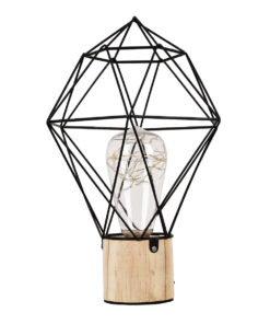 GloboStar® ANTLER 01443 Επιτραπέζιο Φωτιστικό Πορτατίφ LED -W -lm -° DC 5V IP20 Θερμό Λευκό 3000K Μαύρο Μέταλλο με Μπεζ Ξύλο - Μ19 x Π19 x Υ29cm - 2 Xρόνια Εγγύηση 11 01443 3