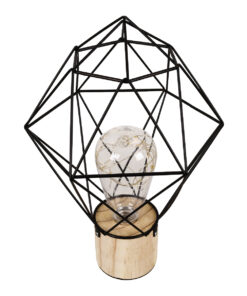 GloboStar® ANTLER 01443 Επιτραπέζιο Φωτιστικό Πορτατίφ LED -W -lm -° DC 5V IP20 Θερμό Λευκό 3000K Μαύρο Μέταλλο με Μπεζ Ξύλο - Μ19 x Π19 x Υ29cm - 2 Xρόνια Εγγύηση 13 01443 5