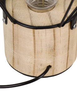 GloboStar® ANTLER 01443 Επιτραπέζιο Φωτιστικό Πορτατίφ LED -W -lm -° DC 5V IP20 Θερμό Λευκό 3000K Μαύρο Μέταλλο με Μπεζ Ξύλο - Μ19 x Π19 x Υ29cm - 2 Xρόνια Εγγύηση 14 01443 6