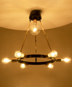 Alternative view of GloboStar® SAILOR 01445 Μοντέρνο Φωτιστικό Οροφής Πλέγμα Πολύφωτο 7 x E27 IP20 Μαύρο, Χρυσό & Χάλκινο Μέταλλο - Μ55 x Π55 x Υ55cm