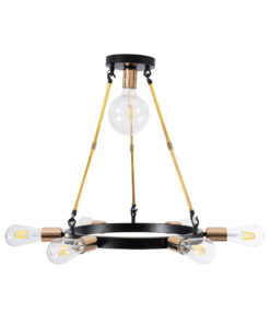 GloboStar® SAILOR 01445 Μοντέρνο Φωτιστικό Οροφής Πλέγμα Πολύφωτο 7 x E27 IP20 Μαύρο, Χρυσό & Χάλκινο Μέταλλο - Μ55 x Π55 x Υ55cm 11 01445 4