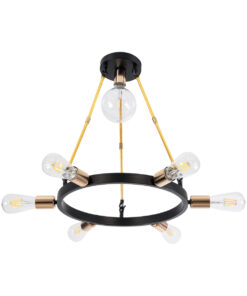 GloboStar® SAILOR 01445 Μοντέρνο Φωτιστικό Οροφής Πλέγμα Πολύφωτο 7 x E27 IP20 Μαύρο, Χρυσό & Χάλκινο Μέταλλο - Μ55 x Π55 x Υ55cm 12 01445 5