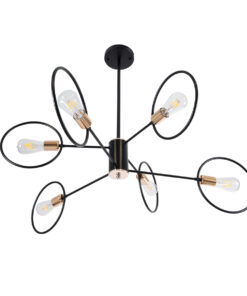 GloboStar® GLOBOSTAR® NEXUS 01446 Μοντέρνο Κρεμαστό Φωτιστικό Οροφής με Ντουί 6 x E27 AC 220-240V IP20 - Μαύρο & Χάλκινο - Μ105 x Π105 x Υ70cm